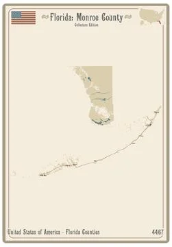 Map of Monroe County in Florida Stock Illustration
