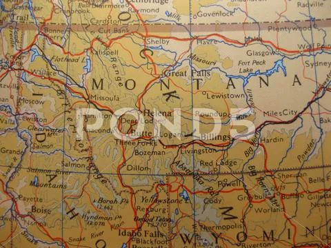 Map montana, treasure state Stock Photos