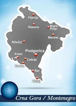 Map of montenegro with abstract background in blue Stock Illustration