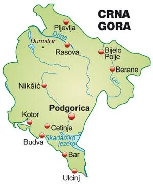 Map of montenegro as an overview map in pastel green Illustrazione stock