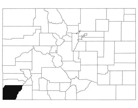 Map of Montezuma County in Colorado state on white background. single Count.. Stock Illustration