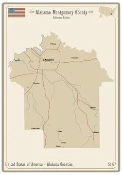 Map of Montgomery county in Alabama Stock Illustration