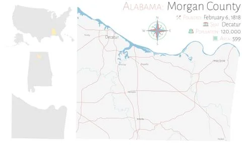 Map of Morgan County in Alabama Stock Illustration