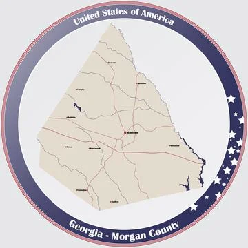 Map of Morgan County in Georgia Stock Illustration