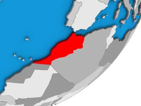 Map of Morocco on 3D globe Illustrazione stock