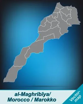 Map of morocco with borders in bright gray Stock Illustration