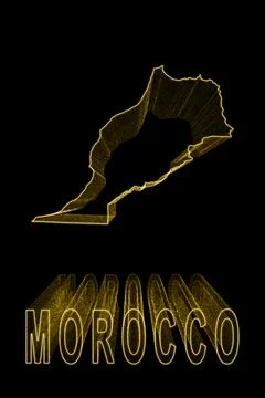 Map of Morocco, Gold Map On Black Background Stock Illustration