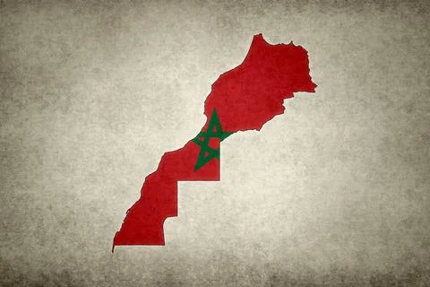 Map of Morocco with its flag on a paper Stock Illustration