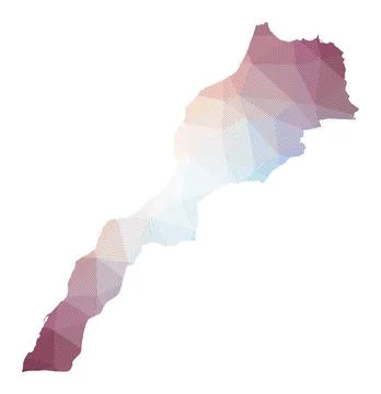 Map of Morocco. Low poly illustration of the country. Geometric design with.. Stock Illustration