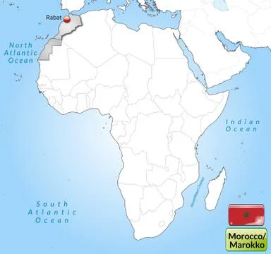 Map of morocco with main cities in gray Stock Illustration