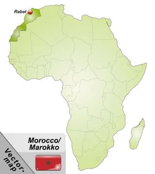 Map of morocco with main cities in green Stock Illustration