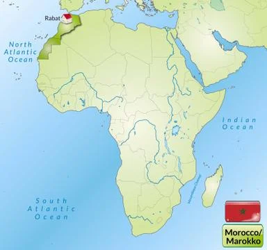 Map of morocco with main cities in green Stock Illustration