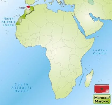 Map of morocco with main cities in green Stock Illustration