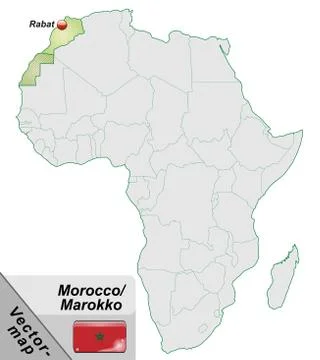 Map of morocco with main cities in pastel green Stock Illustration