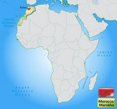 Map of morocco with main cities in pastel green Stock Illustration