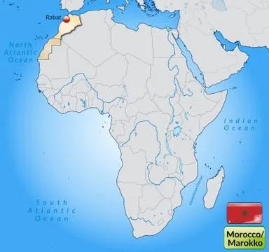 Map of morocco with main cities in pastel orange Stock Illustration