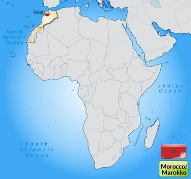 Map of morocco with main cities in pastel orange Stock Illustration