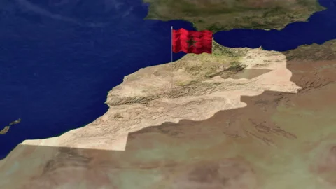 Map of Morocco with Moroccan flag 動画素材 231398839