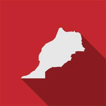 Map of Morocco on red Background with long shadow Stock Illustration