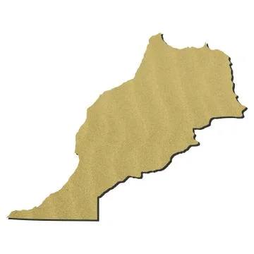Map of Morocco with rippled sand background on white Stock Illustration