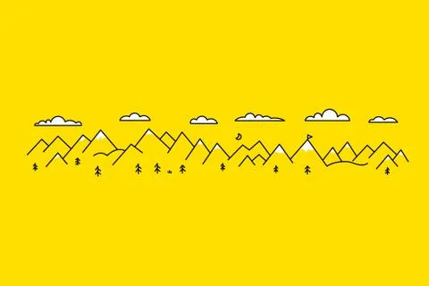 Map mountains. Set graphic elements yellow black contour Stock Illustration