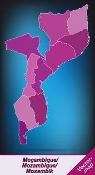 Map of mozambique with borders in violet Stock Illustration