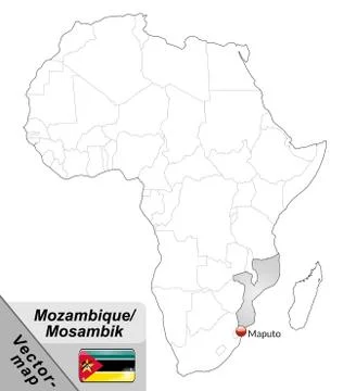 Map of mozambique with main cities in gray Stock Illustration