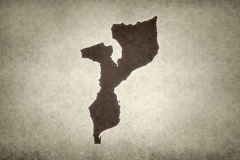 Map of Mozambique on a paper Stock Illustration