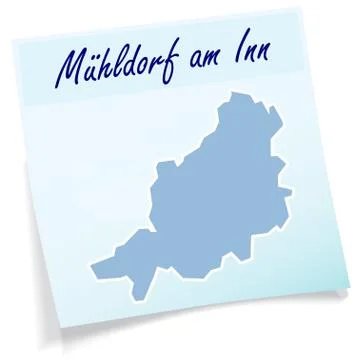 Map of muehldorf as sticky note Stock Illustration