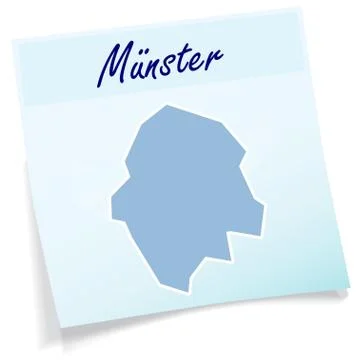 Map of muenster as sticky note Stock Illustration