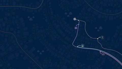 Map with Multimodal Transit Route Showing Bus Bicycle and Pedestrian Path Stock Illustration