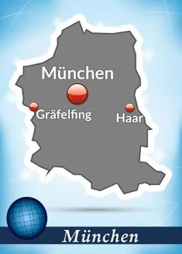 Map of munich with abstract background in blue Stock Illustration