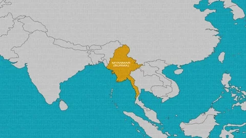 Map of Myanmar (Burma) Stock Footage 295289310