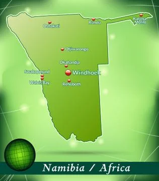 Map of namibia with abstract background in green Stock Illustration