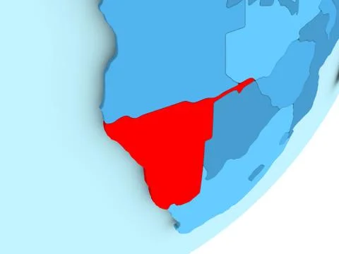 Map of Namibia on blue political globe Stock Illustration
