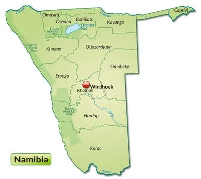 Map of namibia with borders in pastel green Stock Illustration