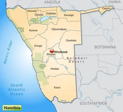 Map of namibia with borders in pastel orange Illustrazione stock