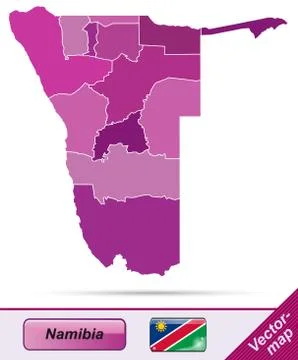 Map of namibia with borders in violet Stock Illustration