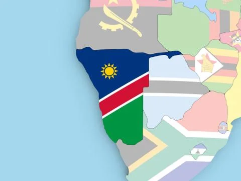 Map of Namibia with flag on globe Illustrazione stock