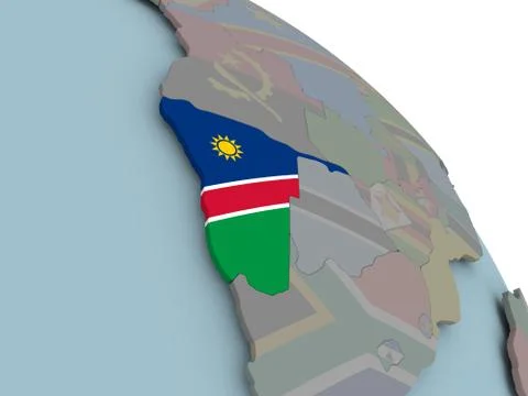 Map of Namibia with flag Stock Illustration