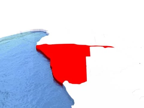 Map of Namibia on globe Stock Illustration