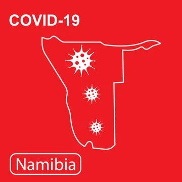 Map of Namibia labeled COVID-19. Vector illustration of a virus, coronavirus Stock Illustration