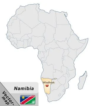 Map of namibia with main cities in pastel orange Stock Illustration