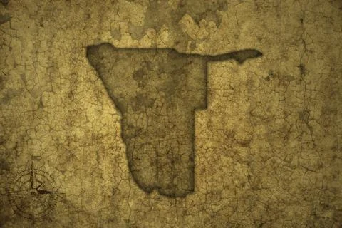 Map of namibia on a old vintage crack paper background . Stock Photos