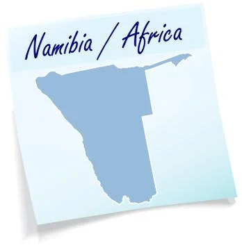 Map of namibia as sticky note Stock Illustration