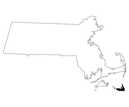 Map of Nantucket County in Massachusetts state on white background. single .. Stock Illustration