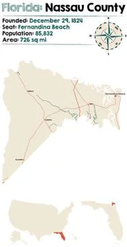 Map of Nassau County in Florida Stock Illustration