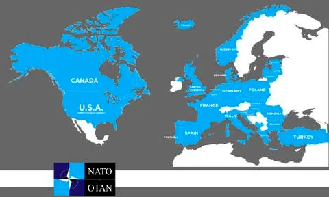 Map of NATO countries detailed illustrator design Stock Illustration