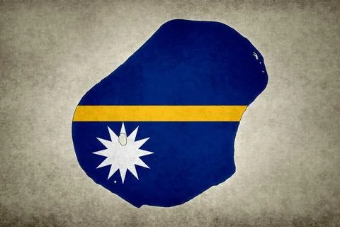 Map of Nauru with its flag on a paper Stock Illustration