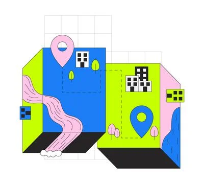 Map navigation 2D onboarding ui illustration 스톡 일러스트